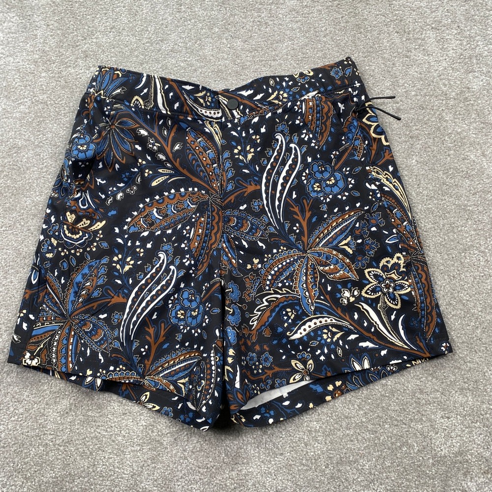 VRST Mens Resort Short 6" Wallflower Black Multi Paisley Print Small NEW